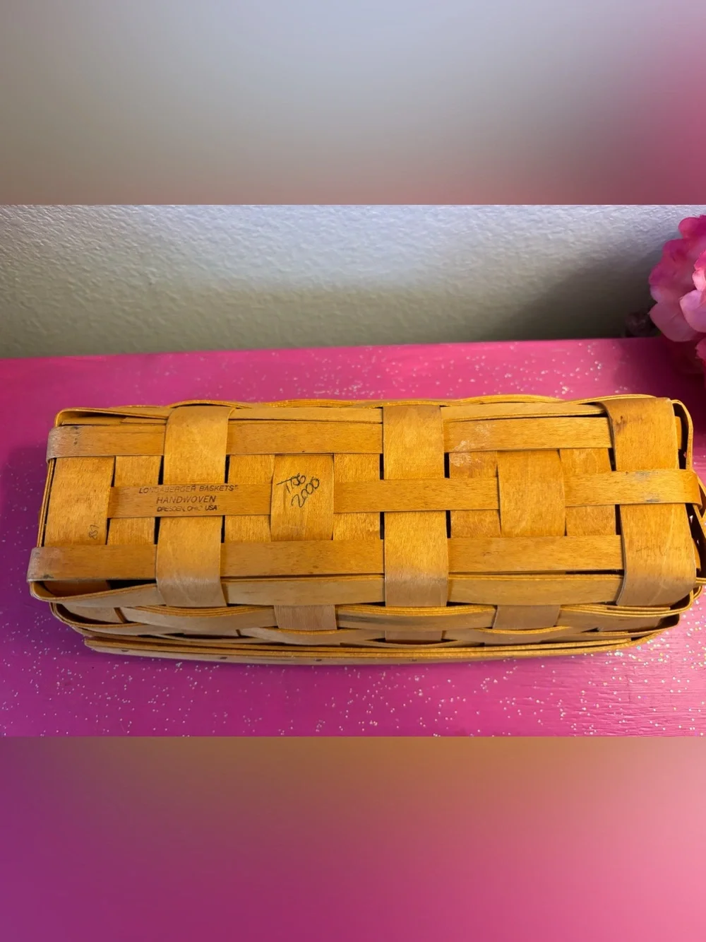Vintage Longaberger 2000 Cracker Basket with Plastic Protector